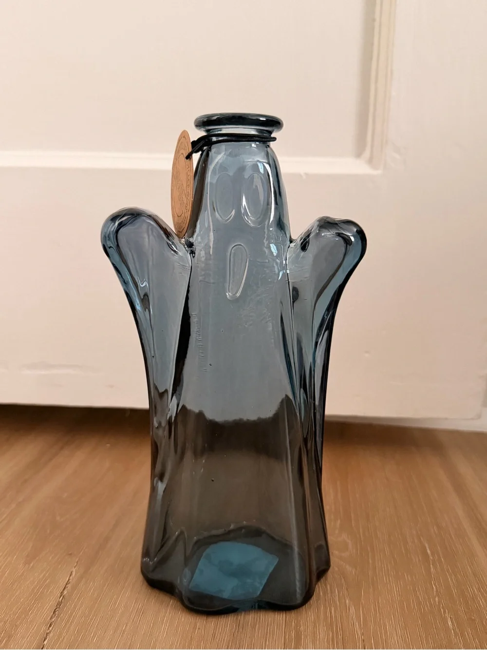 Halloween ghost Smoky Blue depression Glass like Vase